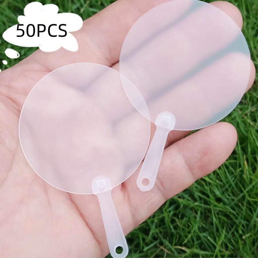 50 chiếc quạt mini trong suốt dễ thương 5cm, quạt nghệ thuật tự làm, quạt tròn thủ công tự làm, quà tặng đám cưới, sinh nhật, quà tặng cho cặp đôi và bạn bè. - Nhiều màu - Xem 1
