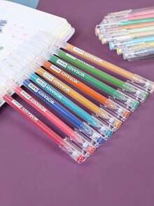 Set de 9 piezas Bolígrafo multicolor de gran capacidad y color neutro, bolígrafo de color caramelo de color Morandi lindo, para pintura, toma de notas, etc. de estudiantes. - Multicolor - Ver 7