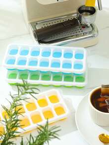 1pc/2pcs Silicone Ice Cube Tray With Removable Lid, Flexible Easy Release Ice Mold, Stackable Reusable For Home, Fridge, Bar, Cocktail, Beverage Preparation, Suitable For Summer Use - Multicolor - View 5