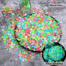 300/1000 Stücke Leuchtende Gartenkiesel, Leuchtende Steine für Aquarium, Rasen, Gehweg & Mini Landschaft DIY, Bunte Leuchtende Kies Ideal für Hof, Hochzeit, Sommer & Bonsai Outdoor Dekoration - A - Übersicht 6