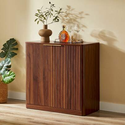 Modern Sideboard With Built-In Panels And Height-Adjustable Shelves, TV Stand Or Sideboard For Living Room And Dining Room, Waterproof Top, 80 X 40 X 80 Cm, Brown
