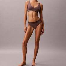 Calvin Klein Calvinklein CK Icon Cotton Modal Metallic Thong Underwear  Women  Panties QF8826 - Nâu thực vật - Xem 4