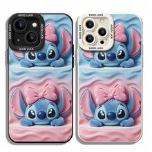Officially Licensed Disney Lilo & Stitch Phone Case, This Protective Phone Case Features Double‑Plush Stitch With Pink Polka‑Dot Bows, On Wavy Gradient Blue‑Pink 3D Background, Cute Chibi Style, Made With Flexible, Durable TPU Material To Protect Against Everyday Scratches, Bumps, And Minor Impacts, Compatible With IPhone 17, 16, 15, 14, 13, 12, 11 Pro Series And Galaxy S22, S23, S24, S25 Models, Ideal For Disney Stitch Fans. - trắng - Xem 6