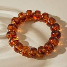 ORNAPEADIA 2pcs/Set Bohemian Style Colorful Beaded Bracelet & Necklace Set, Suitable For Vacation And Daily Wear - Amber - View 3