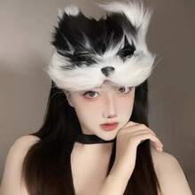 Animal Costume Set For Halloween And Christmas With Fox Tail, Faux Leather Wolf Or Cat Suit, Hoodie, Plush Gloves And Mask - L - 查看 2