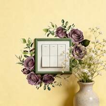 1PC 4 Styles Optional Waterproof Self-Adhesive PVC Switch Decal, Vintage Floral Tulip Sunflower Rose Pattern, Removable Decorative Wall Socket Sticker, Home Wall Decor For Bedroom Bathroom Spring Decoration - 1PC - View 14