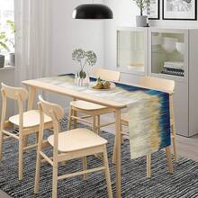 1pc Elegant Marble Table Runner, Abstract Geometric Blue And Gold Striped Artistic Marble Tabletop Decor For Dining Room, Kitchen, Wedding, Party - Multicolor - View 6