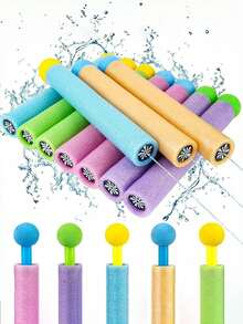 OBOVAY Pistola de agua de espuma, 1/6/12 piezas Pistola de agua de acción de tracción, ligera, adecuada para piscina, playa, juegos de agua de verano en el patio trasero, fiesta temática hawaiana, colores brillantes aleatorios - Multicolor - Ver 6