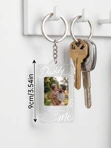1 pieza Llavero personalizado Papá y yo con foto, llavero de marco de acrílico transparente con texto personalizado, recuerdo perfecto para padres e hijos, llavero "Por siempre tu pequeña", regalo del Día del Padre, regalo de cumpleaños para papá - Multicolor - Ver 3