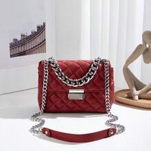 Bolso cruzado de mujer versátil de PU, de gran capacidad y práctico para ir de compras, citas y uso en la oficina en verano - Burdeos - Ver 5