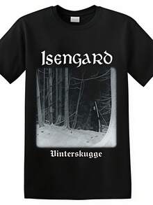 Camiseta "Vinterskugge" para hombres y unisex de ISENGARD - Camiseta de streetwear hecha de algodón puro con cuello redondo y estampado icónico, ropa casual suave adecuada para atuendos diarios y estilo callejero - Realzador de estilo de firma cómodo para todo el año. - Negro - Ver 1