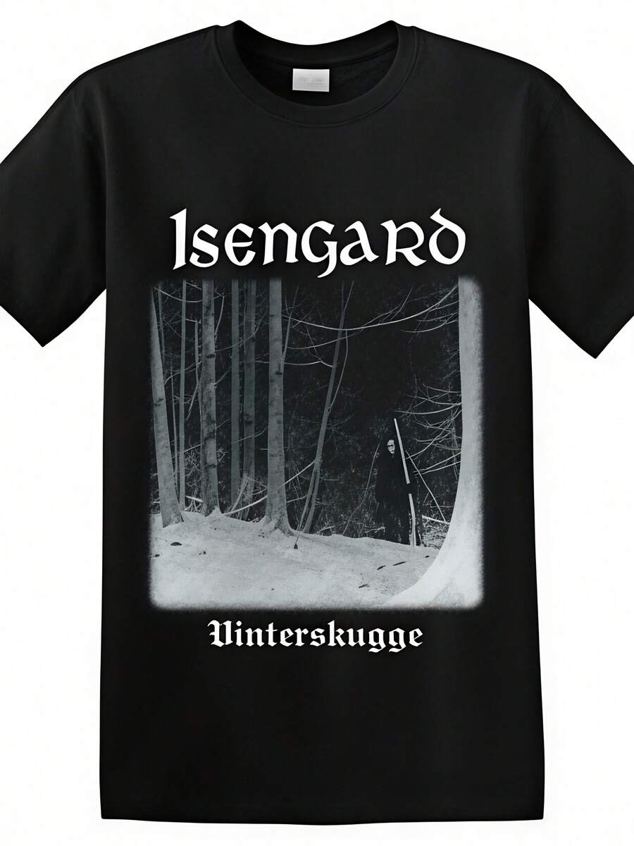 Camiseta "Vinterskugge" para hombres y unisex de ISENGARD - Camiseta de streetwear hecha de algodón puro con cuello redondo y estampado icónico, ropa casual suave adecuada para atuendos diarios y estilo callejero - Realzador de estilo de firma cómodo para todo el año. - Negro - Ver 1