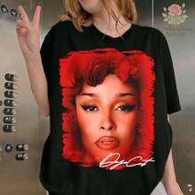 Doja Cat Red Roses Photo T-Shirt New For 2026 Doja Cat Unisex T-Shirt Plus Sizes Available Red Floral Graphic T-Shirt.Png - Black - View 1