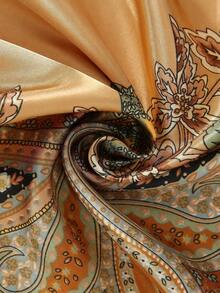 Women's Large Square Satin Scarf 90x90 Elegant Fashion Bandana For Hair And Neck - L5-cáqui claro - 查看 7