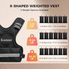 Adjustable Weiged Vest  Men And Women, 4-0lb/-20lb Vest Wit 6 Iron Weigs, Wit Reflective Stre,  Strengt Training, Running, Fitness, Wal - màu đen - Xem 4