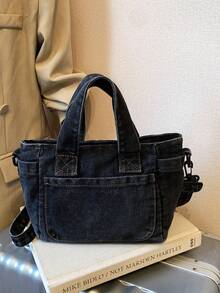 1 buah Tas Selempang/Bahu/Tangan Kompak, Cocok Untuk Jalan-jalan, Bepergian, Belanja, Liburan, Dapat Memmuat Smartphone - Hitam - View 6