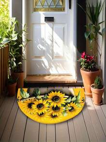1 covoraș de ușă antiderapant cu model de floarea-soarelui vibrant pentru cadă - ușor de curățat, design semicircular, potrivit pentru utilizare interior/exterior, perfect pentru intrări, bucătării, băi, balcoane și spații exterioare, covoraș de ușă exterior - A - Vizualizare 9