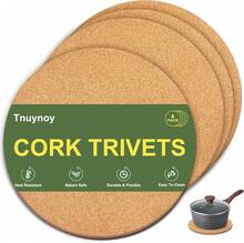 Cork Trivet Mats, 4 PCS Heat Resistant Cork Trivets For Hot Pots And Pans, Hot Dishes, Multipurpose Non-Slip Cork Hot Pads For Kitchen Countertops Table, High Density Thick Round Pot Coaster - ColorB - View 1