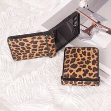CHOKBODY Vintage Fashion Leopard Print Faux Leather Foldable Phone Case With Hinge Protection, Compatible With Samsung Galaxy Z Flip 8/7/7FE/6/5/4 5G Foldable Phone - Brown - View 6