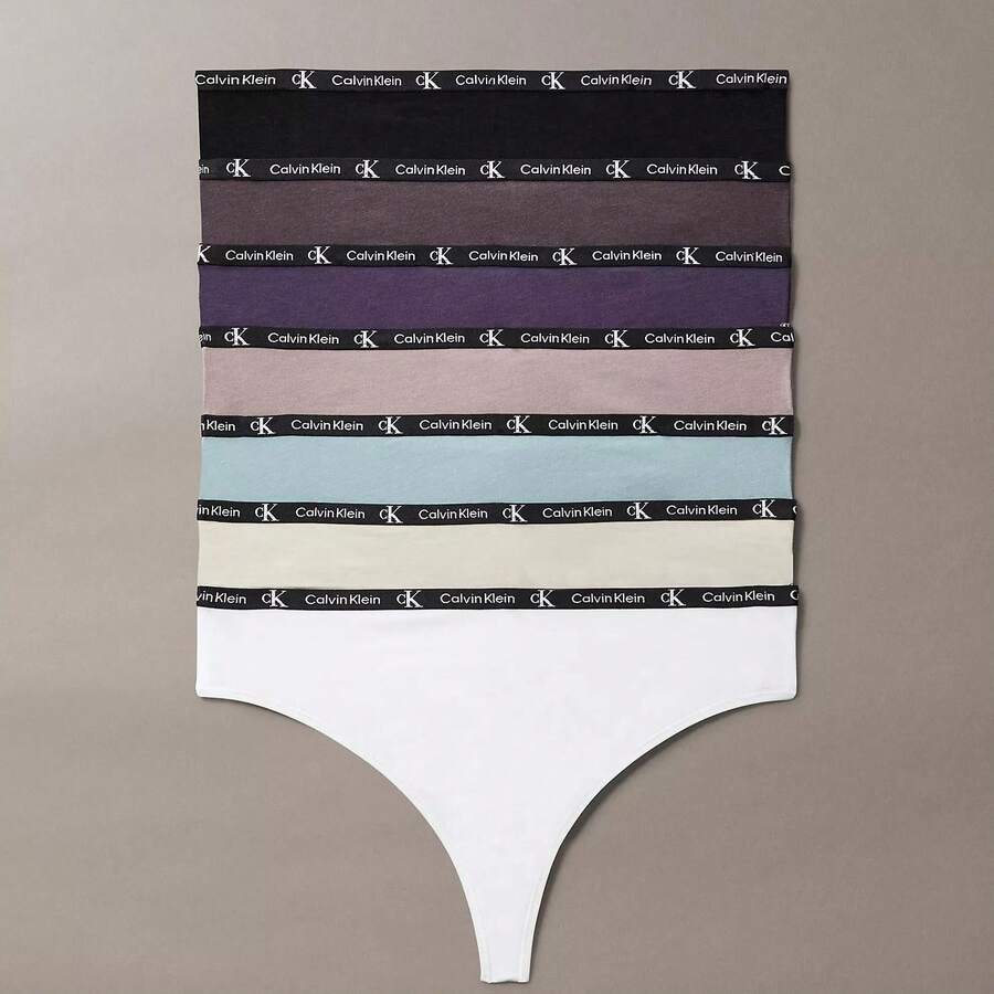 Calvin Klein Calvinklein CK 1996 Cotton Stretch 7-Pack Modern Thong Underwear Women Panties QD3992 - Mận gia vị nhiều loại - Xem 1