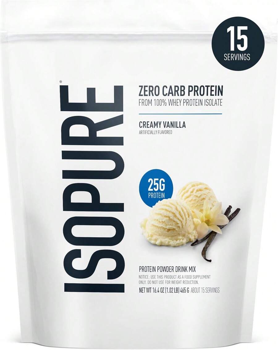 Isopure Zero Carb 100% Pure Whey Isolate Protein Powder, Lactose Free, Gluten Free, With Vitamins, Creamy Vanilla, 25g Protein Per Serving, 1 Lb, 15 Servings (Packaging May Vary) - ColorD - View 1
