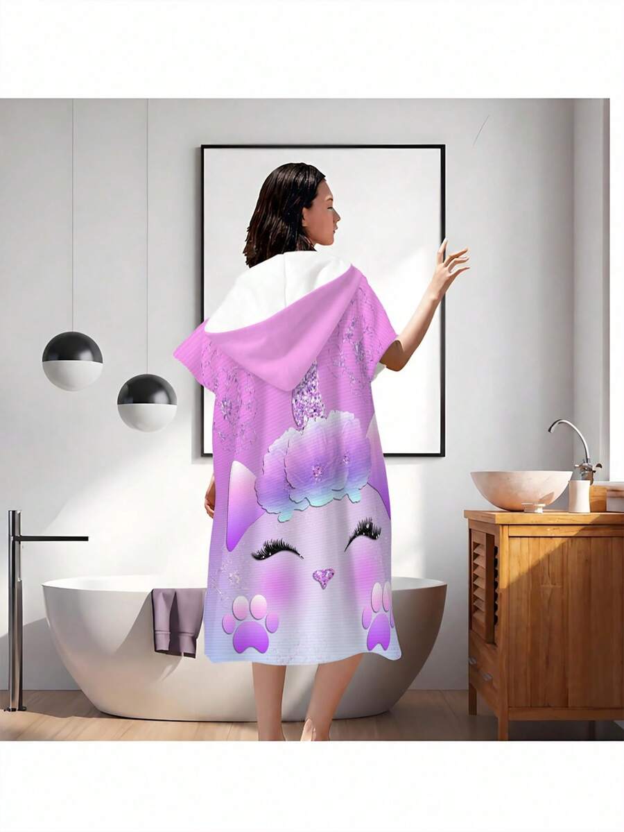 1 Khăn tắm có mũ trùm đầu họa tiết Kỳ lân và Mèo, Áo choàng thay đồ hình chữ nhật thấm hút tốt bằng sợi microfiber hiện đại, Khăn đa năng dùng trong nhà, phòng tắm, ngoài trời, bãi biển, Thích hợp làm quà tặng cho các cặp đôi, đám cưới, bạn bè và gia đình, Thích hợp cho các chuyến đi chơi và các lễ hội, sinh nhật khác nhau. - Nhiều màu - Xem 1