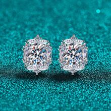 Pendientes de moissanita de plata esterlina S925 Swaro para mujer, de forma ovalada, lujosos, exquisitos, de alta gama, elegantes y versátiles. - Moissanita de 2 quilates (1 quilate + 1 quilate) - Ver 6