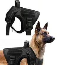 2Pcs Heavy Duty Tactical Dog Harness Leash Set, Adjustable Breathable Military Vest For Medium Large Dogs Outdoor Training Hiking Camping - Multicolor - View 4