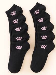 10 Pairs Women's Solid Color Ankle Socks - Black - View 6