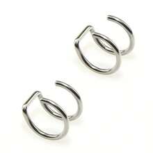 2-Piece Set Of 316L Stainless Steel, Includes Fake Earrings, Ear Clips And Lip Rings, Unisex, No Piercing Required, Ear Bone Earrings, Lip Earrings. - A1-2件-銀色 - 查看 8