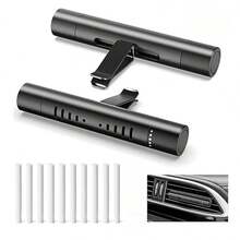2 Sets Difusor de Ambientador de Coche Personalizado con Clips de Ventilación para Accesorios de Decoración de Coche, Aroma Opcional DIY con 10 Varillas de Repuesto, Adecuado para Coche, Oficina, Cocina, Baño, Habitación de Mascotas - negro - Ver 2