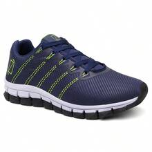 Tênis Masculino Confortável Para Corrida E Treino Leve Macio Fitness Dia a Dia - Azul Marinho - Visão 3