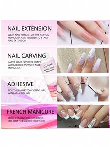150ml Líquido de cristal acrílico EMA para uñas, kit profesional de sistema de monómero para uñas, extensión de uñas acrílicas, de secado rápido - Multicolor - Ver 2