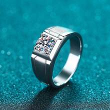 Anillo para hombre Swaro S925 de plata esterlina con tamaño ajustable, forma de pirámide, acabado mate, diseño simple y audaz, con diamante moissanita de 0.5 y 1 quilate. - 50 puntos Mozambique - Ver 2