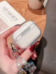 表情閃亮彩色笑臉軟殼保護套，適用於 Apple 3/Pro 無線藍牙耳機，附鏈條 - 彩色 - 查看 6