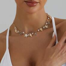 1pc Women's Vacation Ocean Style Shell Pearl Tassel Necklace - Gold - View 1