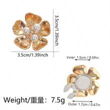 2pcs [Gold/Red/White]Vintage Pearl Flower Cufflink Covers, Zinc Alloy Detachable Button Clips For Shirt Dress, Detachable Sleeve Decorations For Wedding Tux Party, Elegant Women's ,Suitable For Commute, Daily, Vacation, Party, Gift,Wedding - Flowers - View 9