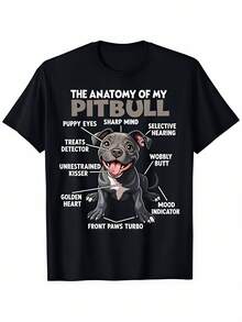T-shirt Pitbull Walk pour amateurs de chiens, chiens Pitbull, unisexe en coton, col rond décontracté, t-shirt à manches courtes pour l'extérieur avec un léger stretch, légèrement élastique, 100% coton, S-XXXL - Noir - Voir 1