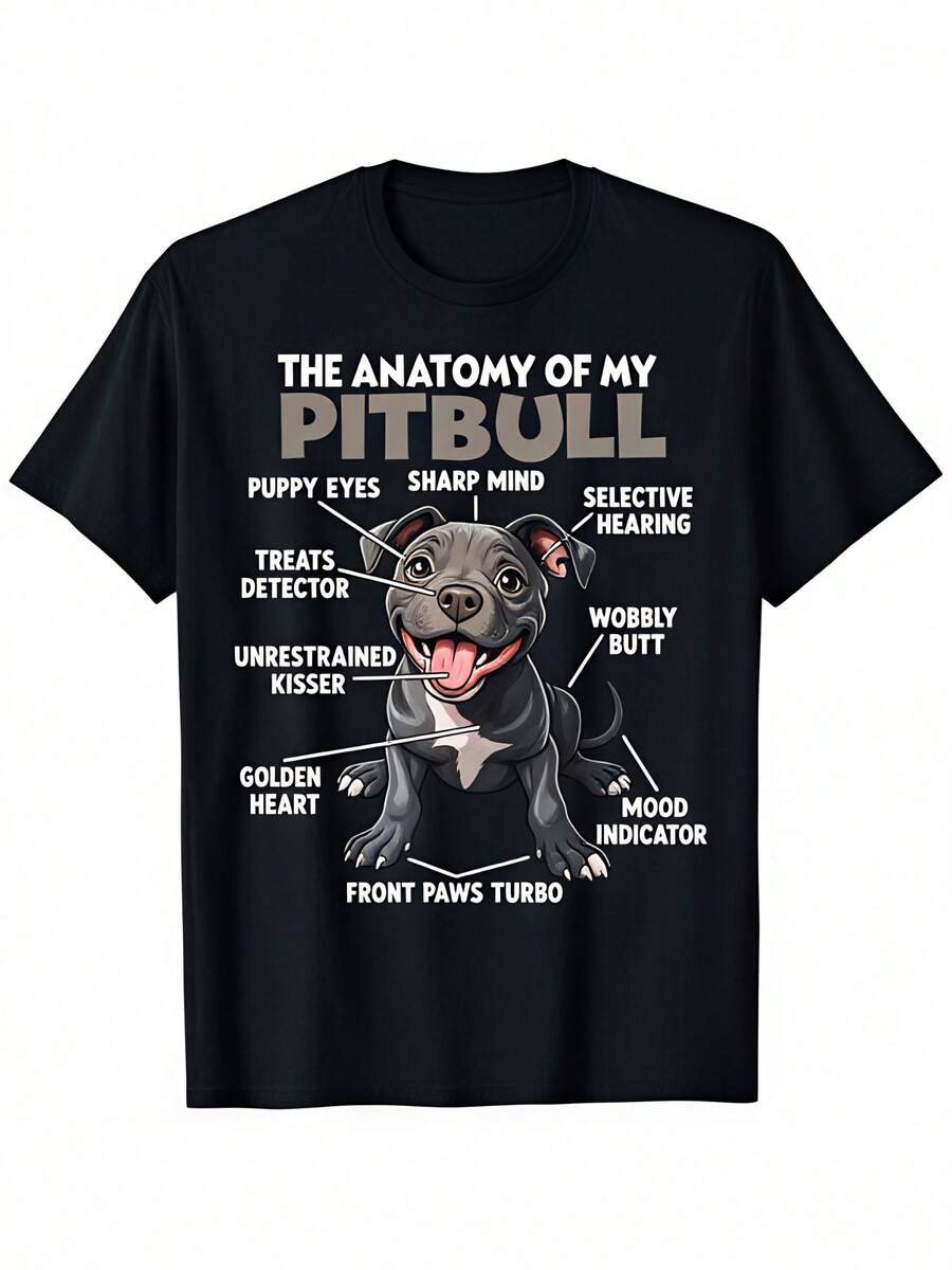 T-shirt Pitbull Walk pour amateurs de chiens, chiens Pitbull, unisexe en coton, col rond décontracté, t-shirt à manches courtes pour l'extérieur avec un léger stretch, légèrement élastique, 100% coton, S-XXXL - Noir - Voir 1