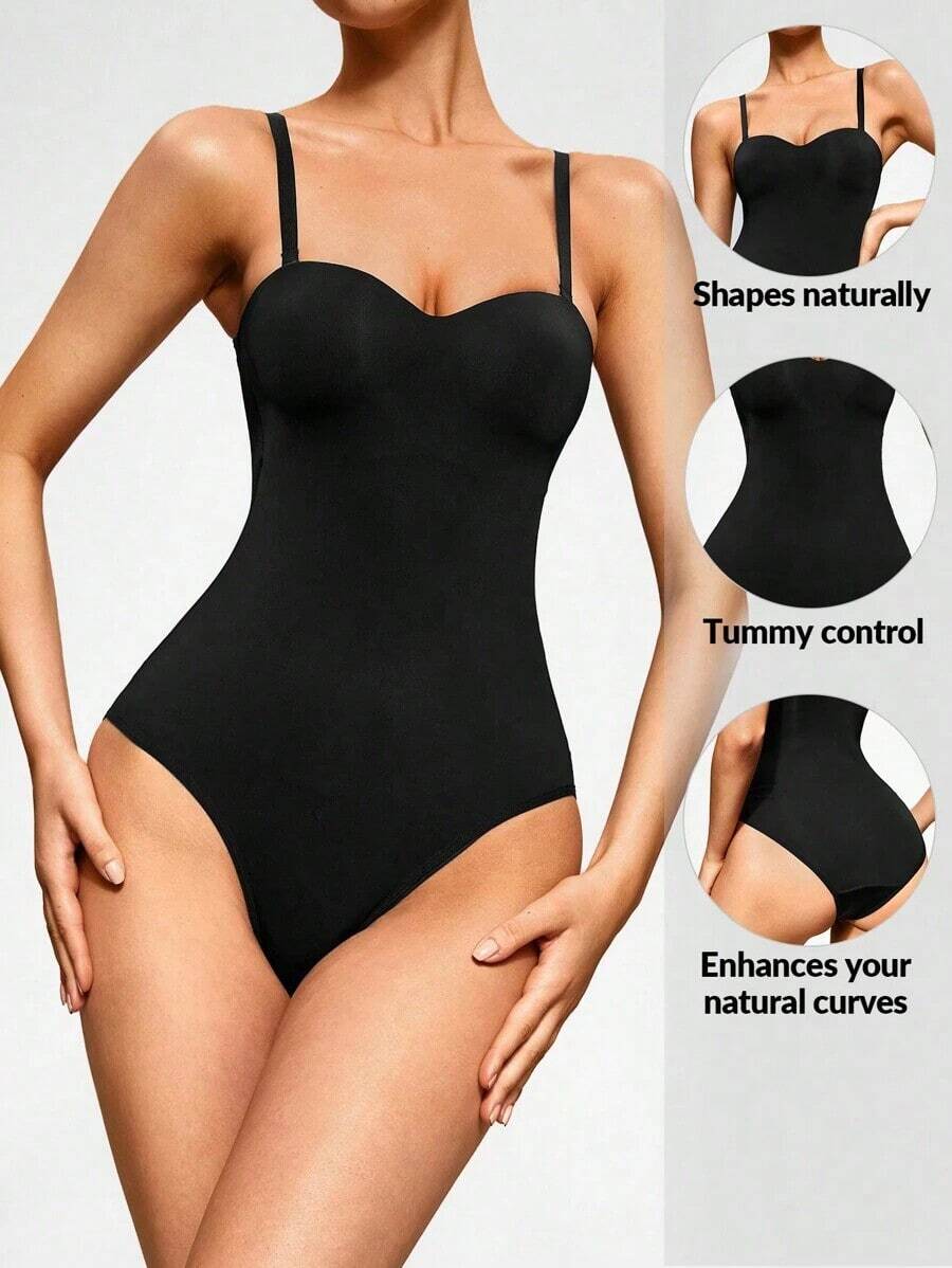 Body Shapora De Unicolor Para Mujer Diseño Sencillo Cómodo Uso Diario - Negro - Ver 1
