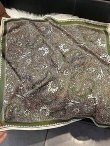 Women's Printed Fashion Pocket Scarf, Made Of Polyester, Can Be Worn As Scarf, Headband, Hair Tie, Ideal For Daily Wear And Enhancing Your Overall Look - Green Cashews - View 2