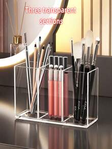 2pcs/1pc Makeup Brush Holder Organizer For Vanity Desktop, Cosmetic Lipstick Pen Holder, Luxury High-End Large Capacity Makeup Brush Storage Box, Multifunctional Minimalist Organizer - Multicolor - View 2