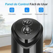 Tower Fan With 120 Min Timer, 30'' (82cm) Height, 3 Speeds, Mechanical, 85º Oscillation, Copper Motor, 45W, Black - 查看 3
