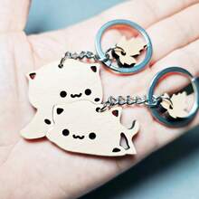 Llavero de pareja/mejores amigos animales lindos, llavero y llavero, adecuado para regalo del Día de San Valentín, regalo de boda, regalo de aniversario, regalo de vacaciones, paquete de regalo de llavero de fiesta, regalo para novia y amigos - Albaricoque - Ver 5