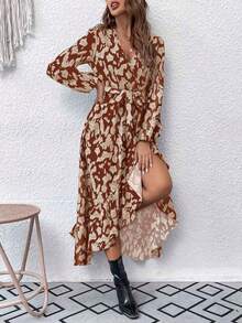 Women Midi Dresses - 棕色氧化物 - 查看 3