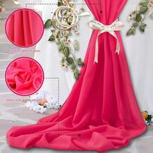 Horbaunal Hot Pink Chiffon Fabric By The Yard, 5 Yard Continuous Sheer Fabric 59" Wide Soft Draping Fabric For Wedding Arch Draping Party Backdrop DIY Sewing - Màu E - Xem 3