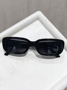 1pc Women Y2K Black Mini Rectangular Fashion Glasses With Retro Snake Ornaments, Ideal For Travel, Shopping, Beach Strolls & Daily Wear - Multicolor - View 2