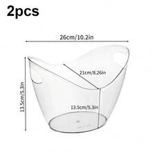 2pcs Clear Acrylic Ice Bucket For Parties, Double Wine Bottle Chiller Tub, Large Capacity Beverage Cooler For Champagne, Beer, Drinks, Transparent Plastic Ice Tub For Weddings, Bar, Home, Outdoor Gatherings - View 3