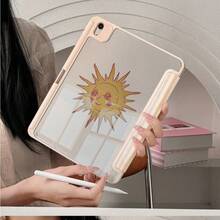 1 pieza Funda protectora para tableta con patrón de sol a rayas pastel con ranura para lápiz, soporte magnético multiángulo con función de activación/suspensión automática, compatible con iPad Pro/Air, Tablet 5/6/7, MatePad - Multicolor - Ver 4