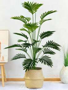 90-120cm 大尺寸人造植物 仿真棕櫚樹 熱帶棕櫚葉 高大人造棕櫚植栽 觸感仿真塑料芒果葉 室內可用 適合居家、廚房、戶外、辦公室裝飾 - 綠色 - 查看 9